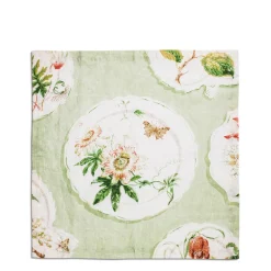 Daylesford Organic Table Linen|Tableware>Daylesford x Colefax Quince Garden Napkin in Green With Passion Flower