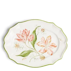Daylesford Organic Tableware>Daylesford x Colefax Quince Garden Serving Plate With Pink Tulips