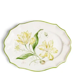 Daylesford Organic Tableware>Daylesford x Colefax Quince Garden Serving Plate With Green Tulips