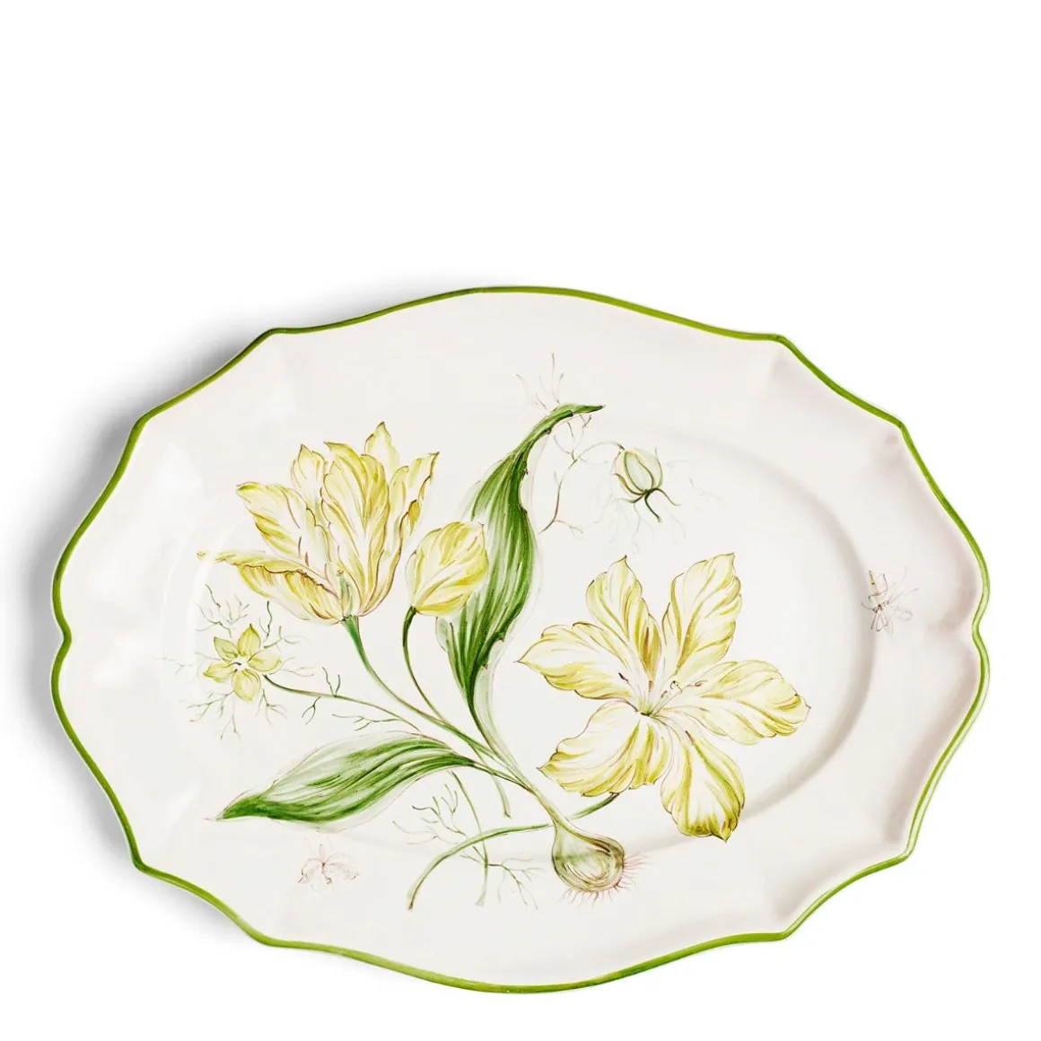 Daylesford Organic Tableware>Daylesford x Colefax Quince Garden Serving Plate With Green Tulips
