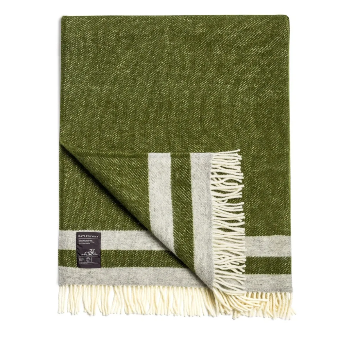 Daylesford Organic Throws & Cushions>Elmstead Wool Throw Double Stripe Olive