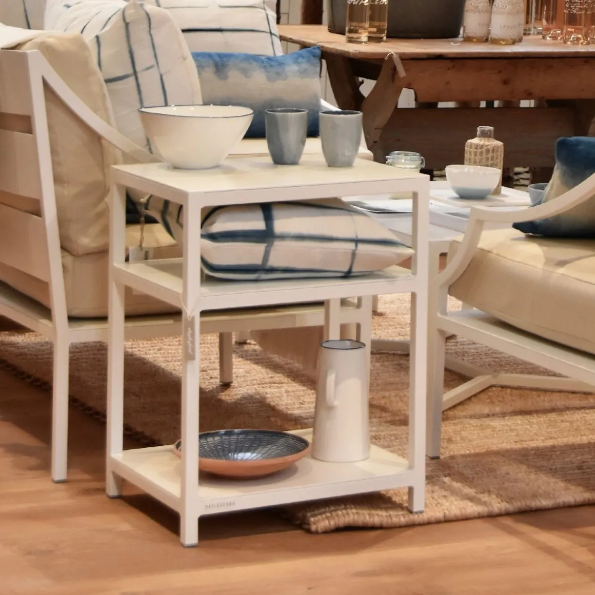 Daylesford Organic Garden Furniture>Kingham 2 Tier Side Table, White