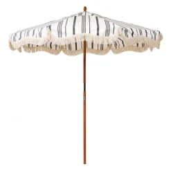 Daylesford Organic Garden Furniture>Market Umbrella Black Stripe