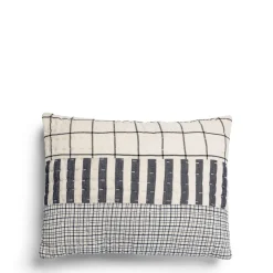 Daylesford Organic Throws & Cushions>Patchwork Cushion Navy & White Rectangle