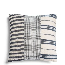 Daylesford Organic Throws & Cushions>Patchwork Cushion Navy & White