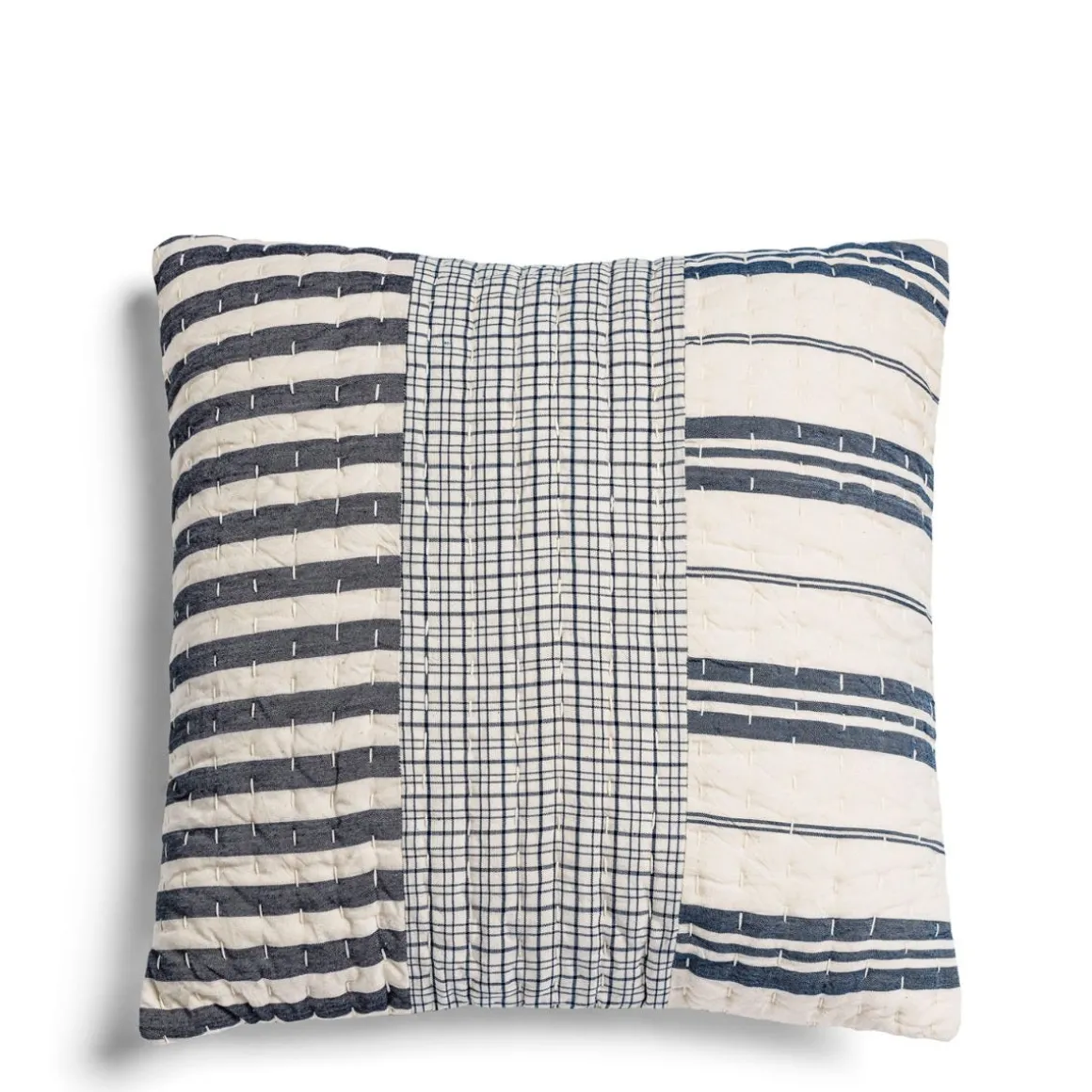 Daylesford Organic Throws & Cushions>Patchwork Cushion Navy & White
