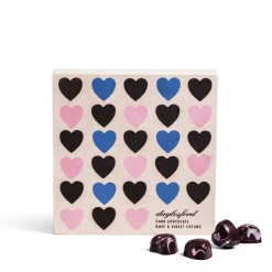 Daylesford Organic Chocolate & Sweets>Rose & Violet Cream Hearts Wooden Box