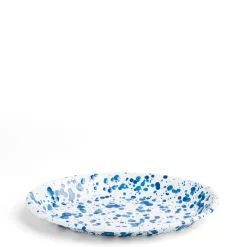 Daylesford Organic Tableware>Splatter Oval Dish Blue Enamel