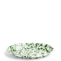 Daylesford Organic Tableware>Splatter Oval Dish Green Enamel