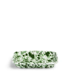 Daylesford Organic Tableware>Splatter Small Rectangular Dish Green Enamel