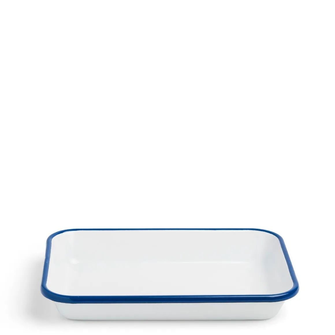 Daylesford Organic Tableware>White & Blue Enamel Rectangular Dish Large