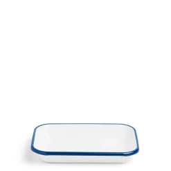 Daylesford Organic Tableware>White & Blue Enamel Rectangle Dish Small