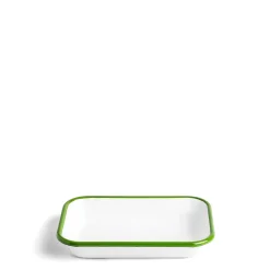 Daylesford Organic Tableware>White & Green Enamel Rectangular Dish 21cm