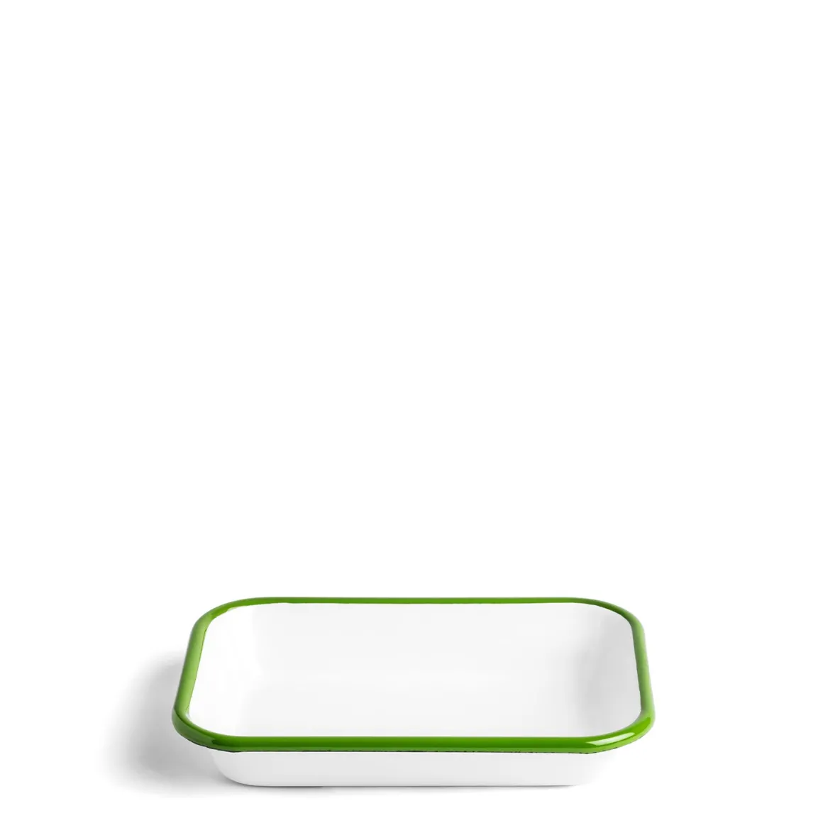 Daylesford Organic Tableware>White & Green Enamel Rectangular Dish 21cm