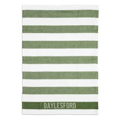 Daylesford Organic Aprons & Tea Towels>White & Green Stripe Tea Towel