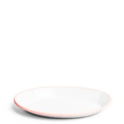 Daylesford Organic Tableware>White & Pink Enamel Oval Plate