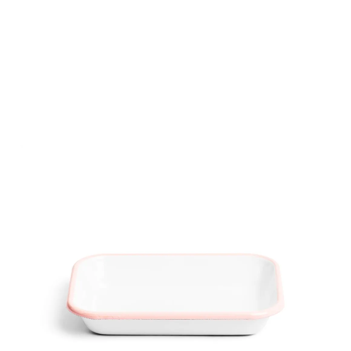 Daylesford Organic Tableware>White & Pink Enamel Rectangular Dish 21cm